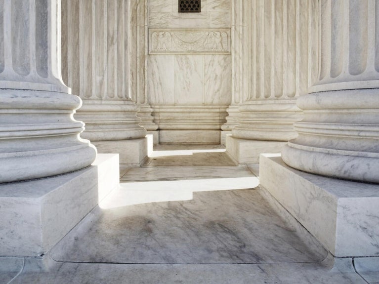 white marble columns