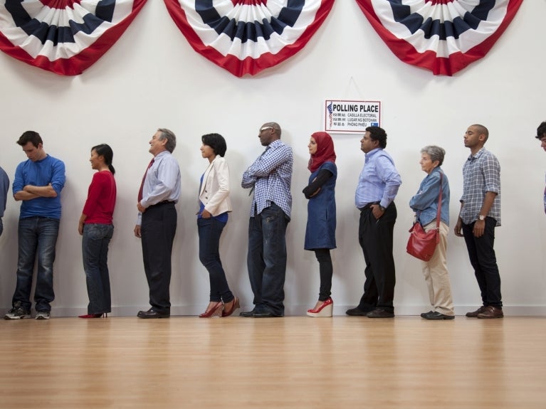 people in line to vote