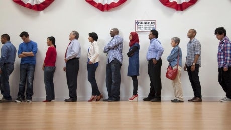 people lined up to vote