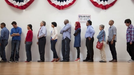 people in line to vote