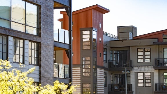 Housing industry image, view of apartment buildings