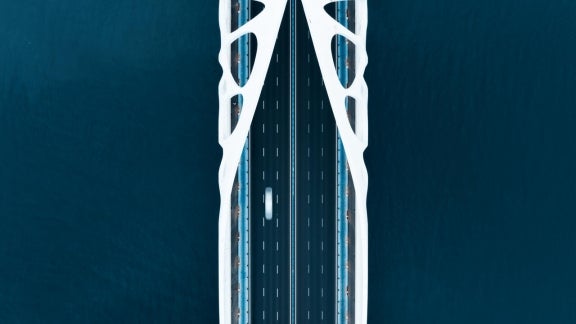 Ariel view of a bridge