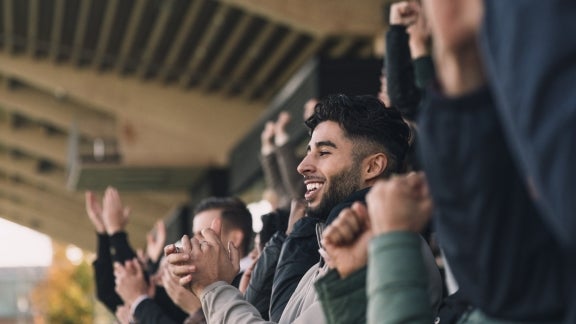 Sports, fans in a stadium 